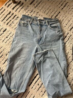 Abercrombie Light Wash Distressed Straight Leg Jeans